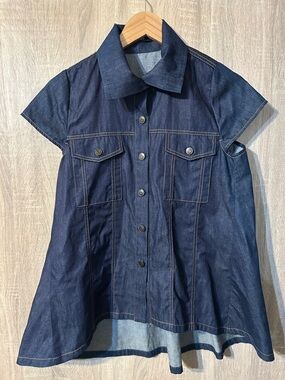 Ruti Denim Claire Flowy Vest Size XS Collared Button Down